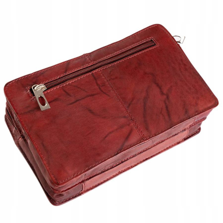 Zweifach unterteilte Herren Handgelenktasche aus Echtleder