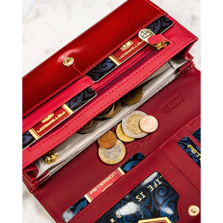 Damen-Geldbörse aus Leder im Saffiano-Stil in Rot – Peterson