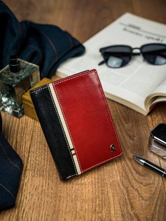 Zweifarbige Herren Geldbörse vertikal aus Echtleder – Rovicky