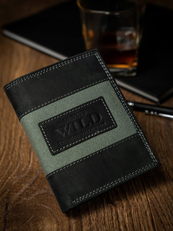 Herren Geldbörse hochkant aus Nubukleder mit Jeansdetails – Always Wild