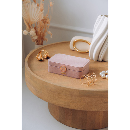 Geräumige, elegante Schatulle in Rosa mit Schlüsselverschluss – Peterson