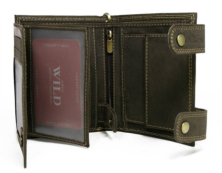 Attraktive Herren Geldbörse aus Leder mit Messingkette – Always Wild