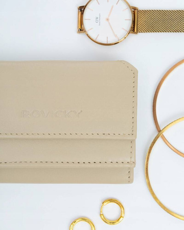 Kleiner Damen Geldbörse mit Druckknopf aus echtem Leder – Rovicky