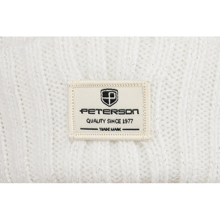 Warme weiße Damen Mütze mit Fellbesatz – Peterson