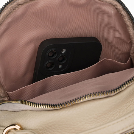 Kleiner Damen-Rucksack aus Öko-Leder in Hellbeige – Rovicky