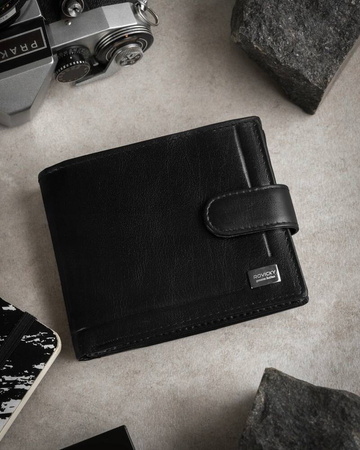 Herren Geldbörse aus Echtleder mit RFID-Schutz und Druckknopf – Rovicky