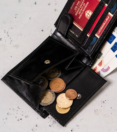 Horizontale, kleine Herren Geldbörse aus Leder mit RFID – Peterson