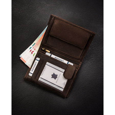 Herren Geldbörse aus braunem Leder mit geprägtem Hundekopf