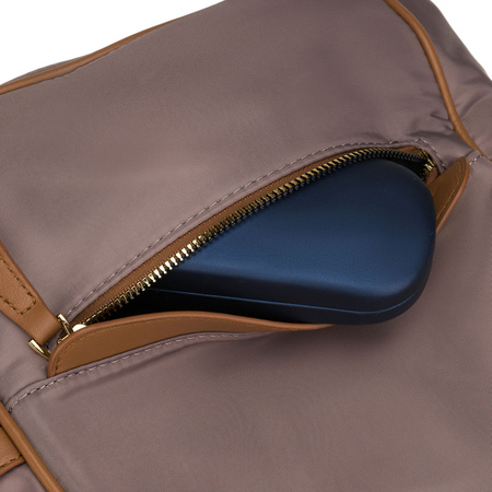 Städtischer Damen-Rucksack aus Nylon und Öko-Leder in Beige – Peterson