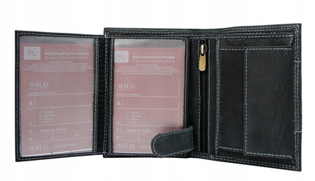 Herren Geldbörse hochkant aus Nubukleder mit Jeansdetails – Always Wild