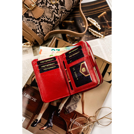Damen Geldbörse aus Leder mit Druckknopf und RFID – Peterson
