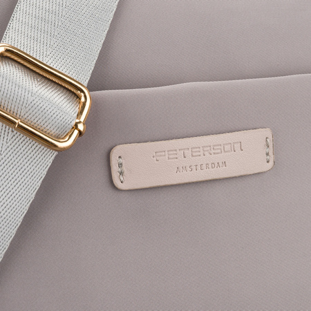 Nylon-Damen-Umhängetasche in Grau, mit Reißverschluss und Magnetclip verschließbar - Peterson