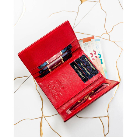 Rote Damen Geldbörse aus Leder mit Bügelfach für Münzen – Peterson