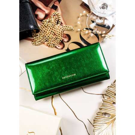 Klassische Damen Geldbörse aus grünem Lackleder als Geschenk – Peterson