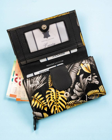 Geräumige Damen Geldbörse aus Leder mit Druckknopf – Rovicky