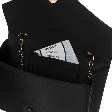 Schwarze Damen-Clutch aus synthetischem Stoff mit Magnetverschluss – Rovicky