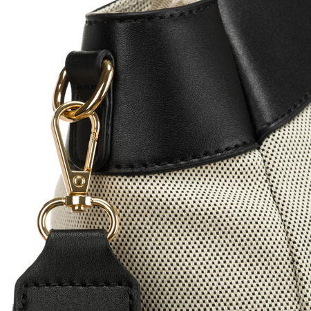 Städtische Damen Tasche aus Echtleder und Polyamidfaser in Beige-Schwarz – Peterson