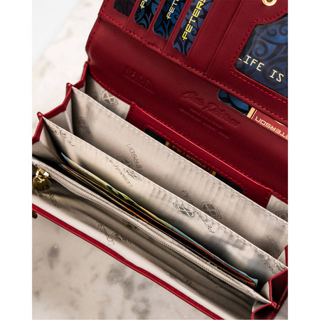 Damen-Geldbörse aus Leder im Saffiano-Stil in Rot – Peterson