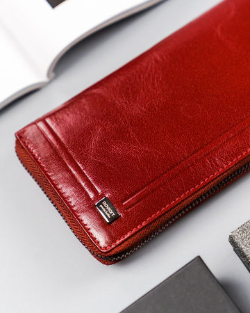 Große Damen Geldbörse in Federmäppchen-Form mit Reißverschluss – Rovicky