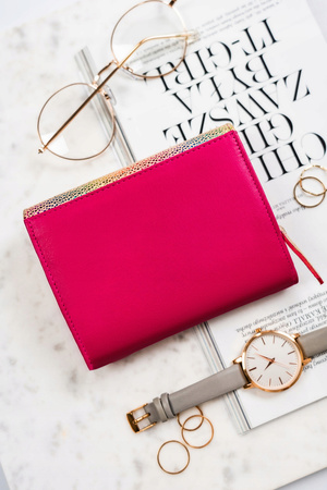 Damen Geldbörse aus echtem Leder mit Druckknopf – Rovicky