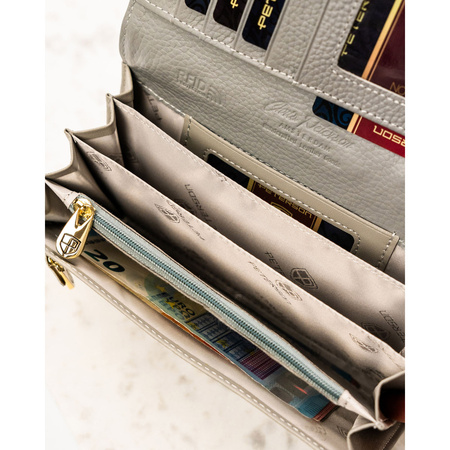 Horizontale, große Damen Geldbörse mit Blumenmuster und Innenreißverschlussfach – Peterson