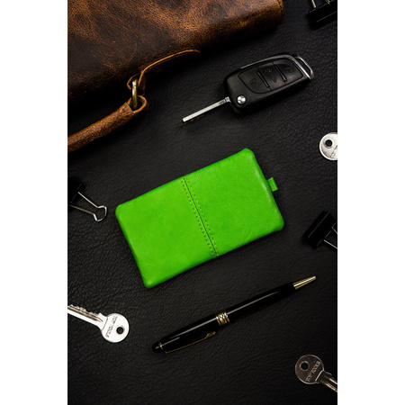 Kleines grünes Leder Schlüsseletui mit Reißverschluss vorne