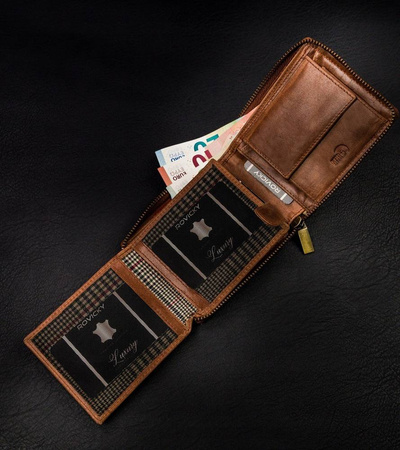 Große, aus Leder Herren-Geldbörse mit Reißverschluss - Always Wild