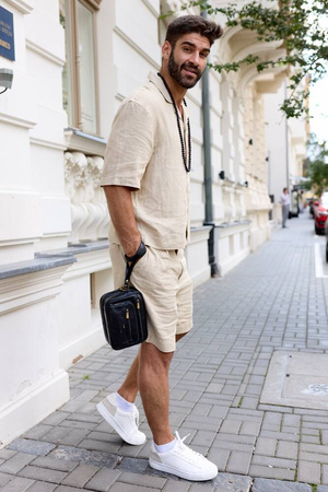 Zweifach unterteilte Herren Umhängetasche aus Leder – Peterson