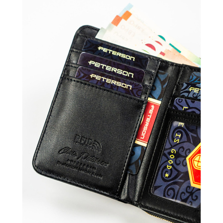 Elegante kleine Damen Geldbörse aus schwarzem Öko-Leder – Peterson