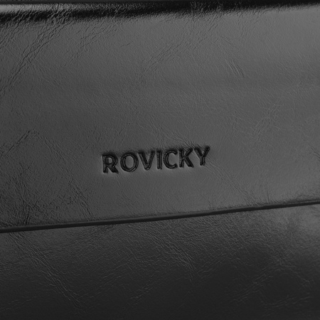 Handgelenktasche aus Öko-Leder in Schwarz, zweifach unterteilt - Rovicky