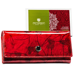 Luxuriöse rote Damen Geldbörse aus Lackleder mit Schmetterlingen – Peterson