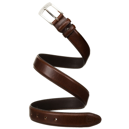 Brauner Herren-Gürtel aus Leder mit traditioneller Schnalle – Peterson