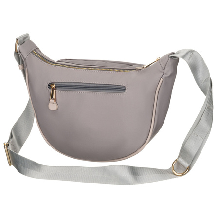 Graue Damen-Handtasche aus Nylon, aufgehängt an einem verstellbaren Gürtel und mit einem Reißverschluss geschlossen - Peterson