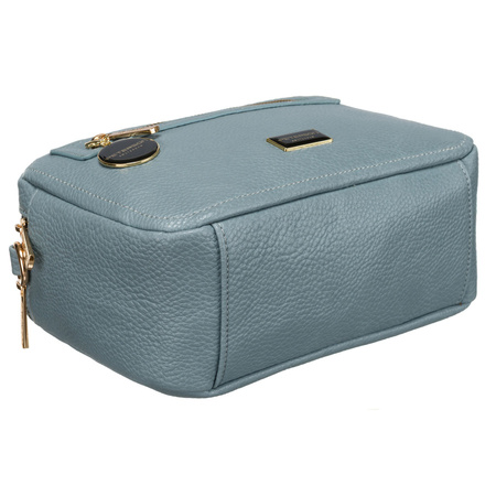 Modische blaue Damen Umhängetasche mit zwei Schulterriemen und Anhänger aus Öko-Leder – Peterson