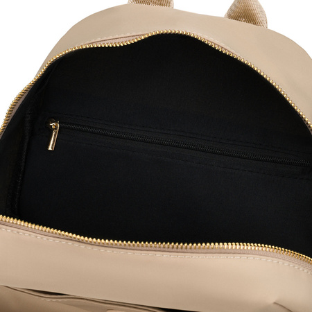 Beiger Damen-Rucksack aus Nylon und Öko-Leder mit Reißverschluss – Peterson