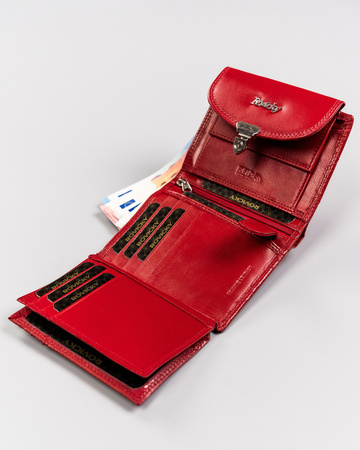 Mittelgroße Damen Geldbörse aus Leder mit Druckknopf – 4U Cavaldi