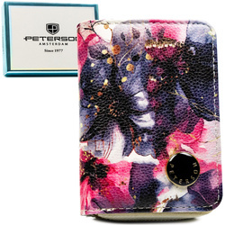 Damen-Geldbörse mit Blumenmuster aus Natur- und Öko-Leder – Peterson