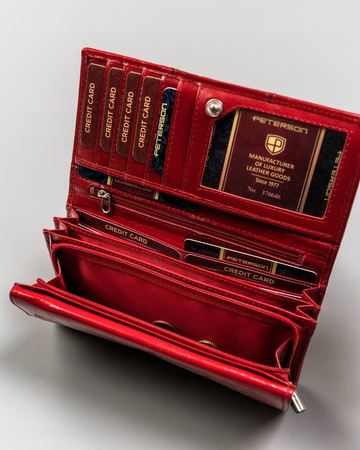 Große Damen Geldbörse aus Echtleder mit Druckknopfverschluss – Peterson