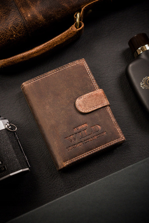 Klassische, große Herren Geldbörse aus echtem Leder mit Druckknopf – Always Wild