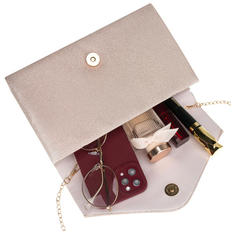 Elegante, bestickte Damen-Clutch aus synthetischem Stoff in Beige - Rovicky