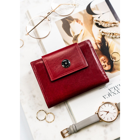 Damen Geldbörse kompakt rot aus Leder – Peterson