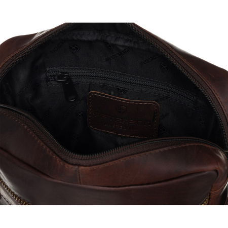 Herren-Umhängetasche, braune Umhängetasche aus Leder mit Tasche - Peterson