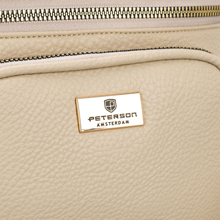 Beige Damen-Gürteltasche aus Öko-Leder mit Reißverschluss, ein Hauptfach – Peterson