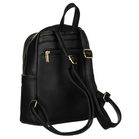 Schwarzer Damen-Rucksack aus Lederimitat mit Taschen – Rovicky