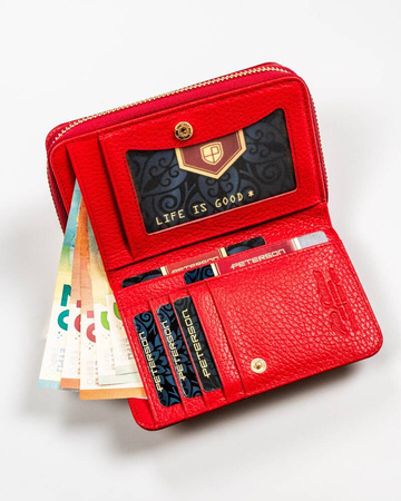 Kompakte Damen Geldbörse aus Echtleder in Blutrot – Peterson