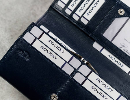 Elegante, längliche Damen Geldbörse mit Klappe und Druckknopf – Cavaldi