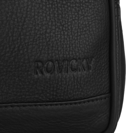Städtischer Einzelschulter-Rucksack aus echtem Leder in Schwarz - Rovicky