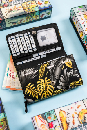 Damen Geldbörse mit Druckknopf aus echtem Leder – Rovicky