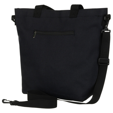 Schwarze Damen-Handtasche aus Polyester mit Außentasche - Rovicky