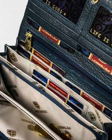 Große Damen-Geldbörse aus Naturleder mit Druckknopf - Peterson